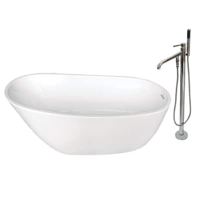 Kingston Brass Aqua Eden 59" Free Standing Acrylic Soaking Tub with