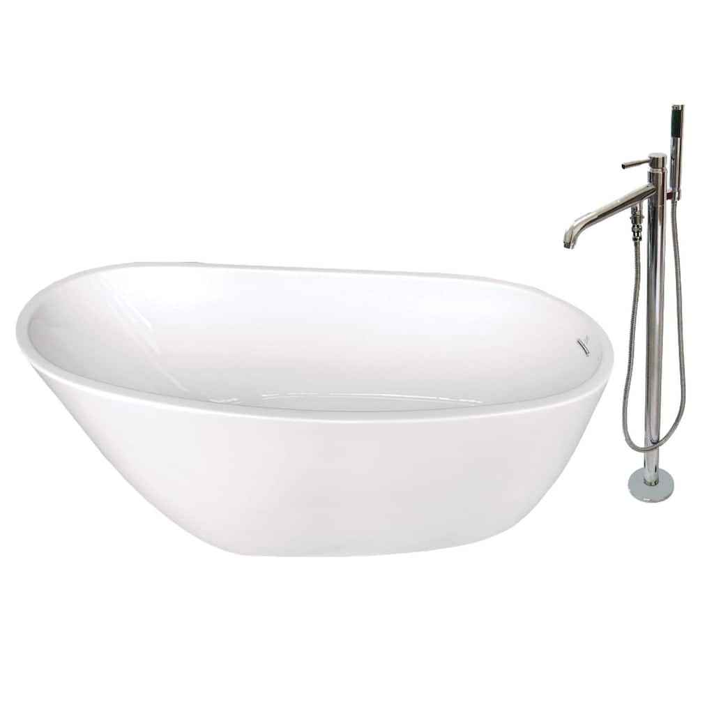 Kingston Brass Aqua Eden 59" Free Standing Acrylic Soaking Tub with