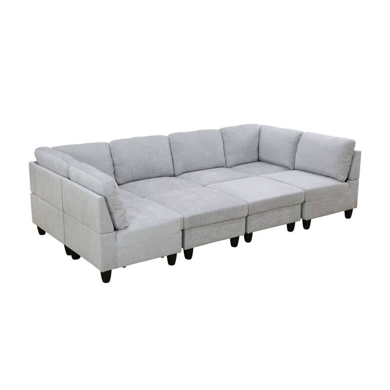 Elegant Modular Sofa Set with Solid Wood Frame and High-Density Foam