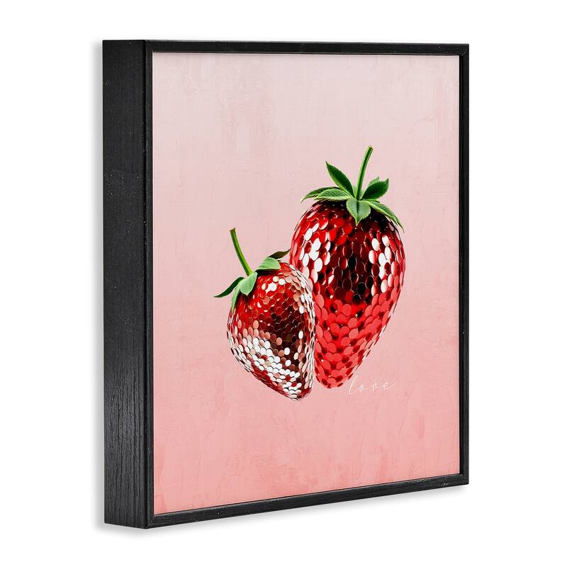 Stupell Disco Sequin Strawberries Framed Giclee Art Design By Kim Allen