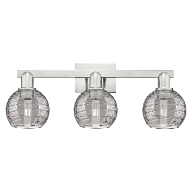 Innovations Lighting 716-3W-11-26 Athens Deco Swirl Vanity Athens Deco - Brushed Satin Nickel / Light Smoke Deco Swirl