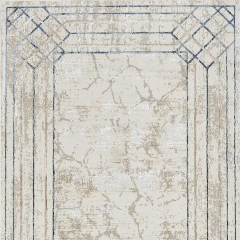Duruq Power Loomed Geometric Modern Non Skid Stain Resistant Area Rug By HomeRoots - 73' X '47' X '0.39