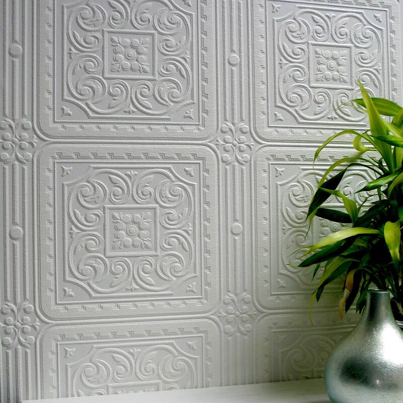 Brewster Turner Tile Paintable Textured Vinyl Wallpaper - 20.9 x 396 x 0.025