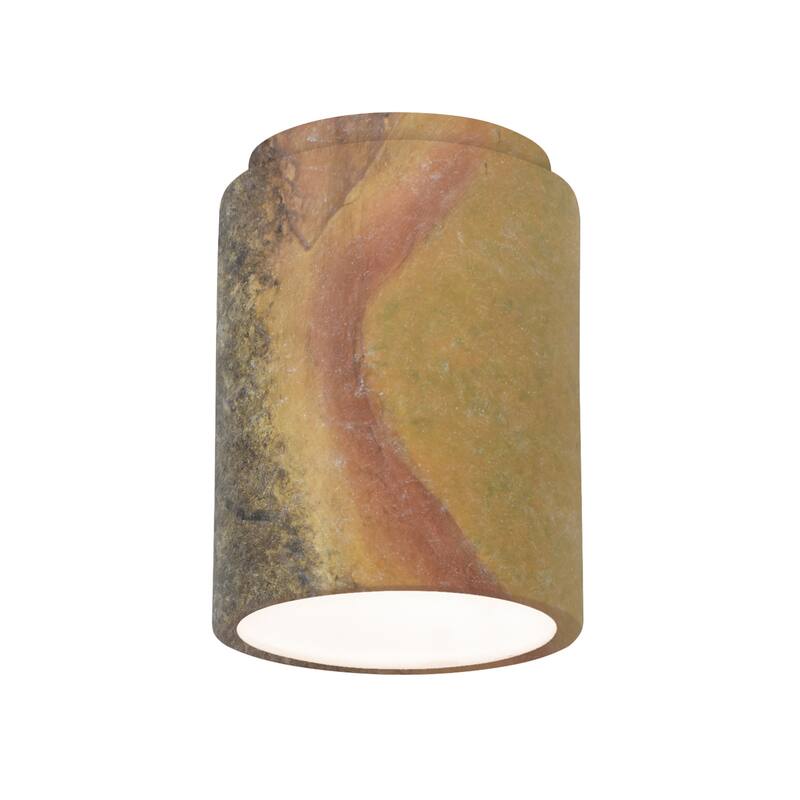 Justice Design Radiance - Cylinder Flush-Mount (Outdoor) - Replaceable Bulb - Harvest Yellow Slate
