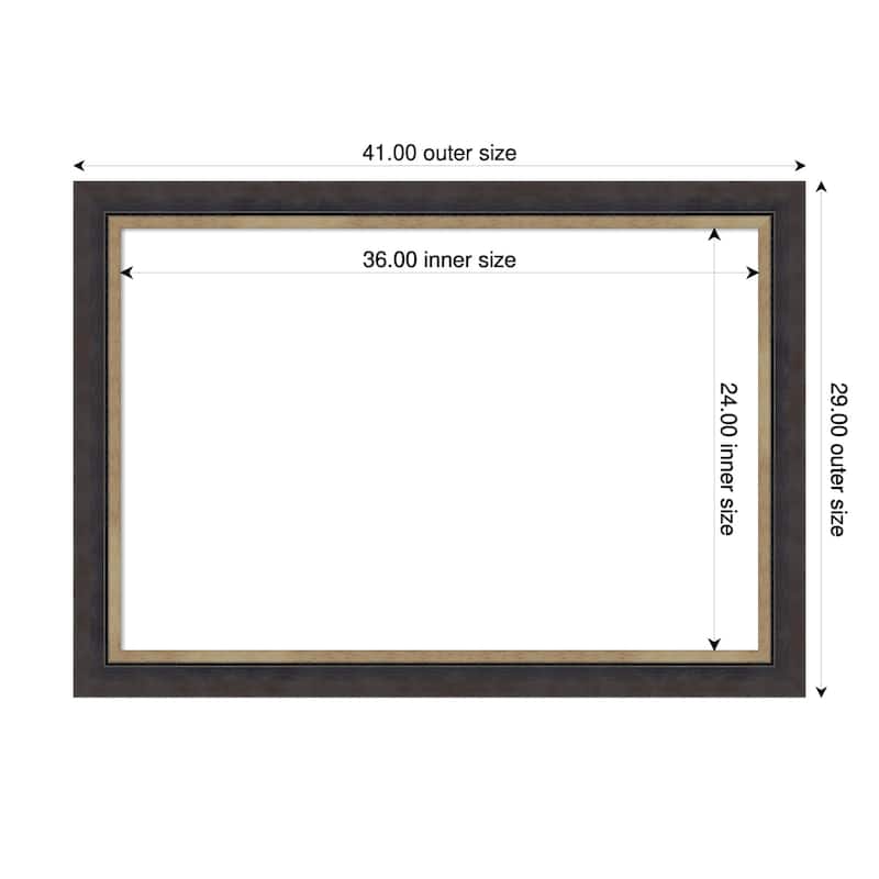 Amanti Art Hammered Charcoal Tan Framed Dry Erase Magnetic Board - 41 x 29 in