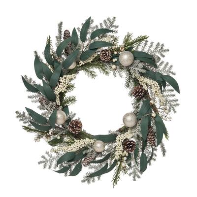 Transpac Natural Fiber 24 in. Multicolored Christmas Berry Ornament Wreath - Multi