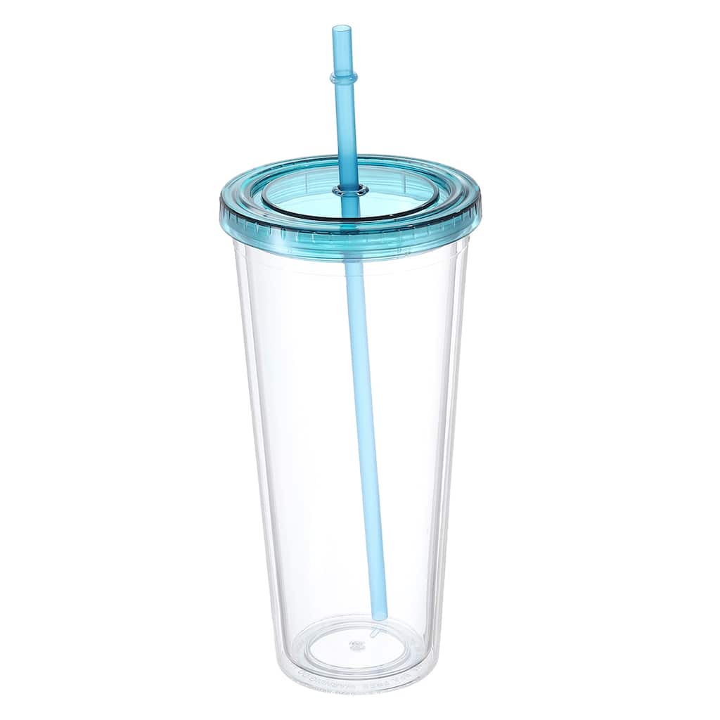 Acrylic Tumbler with Lid and Straw, 23 Oz Reusable Double Wall Cups