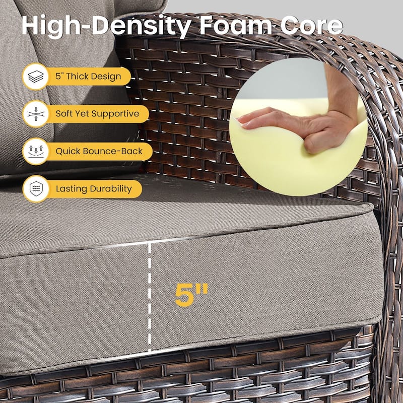 Gymojoy Wide T-Shaped High Back Outdoor Chairs Set with 5-inch Cushion for Patio & Balcony