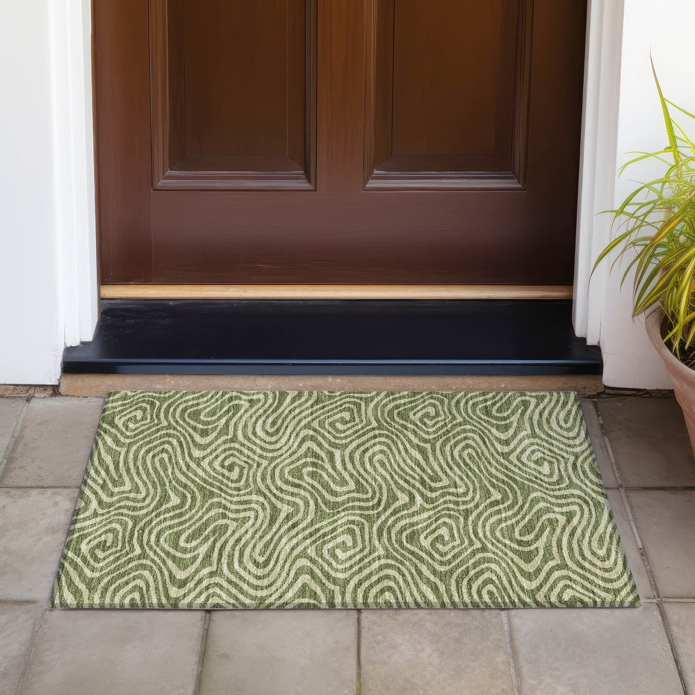 Machine Washable Indoor/ Outdoor Abstract Modern Chantille Rug