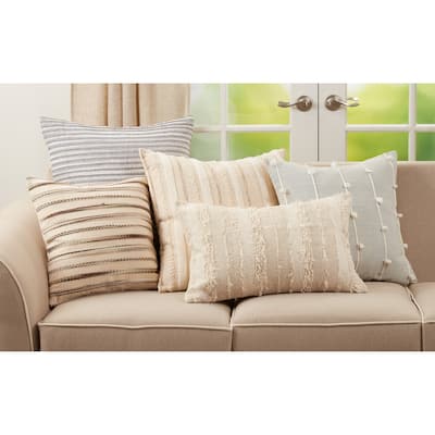 Throw Pillow With Woven Stripe Design