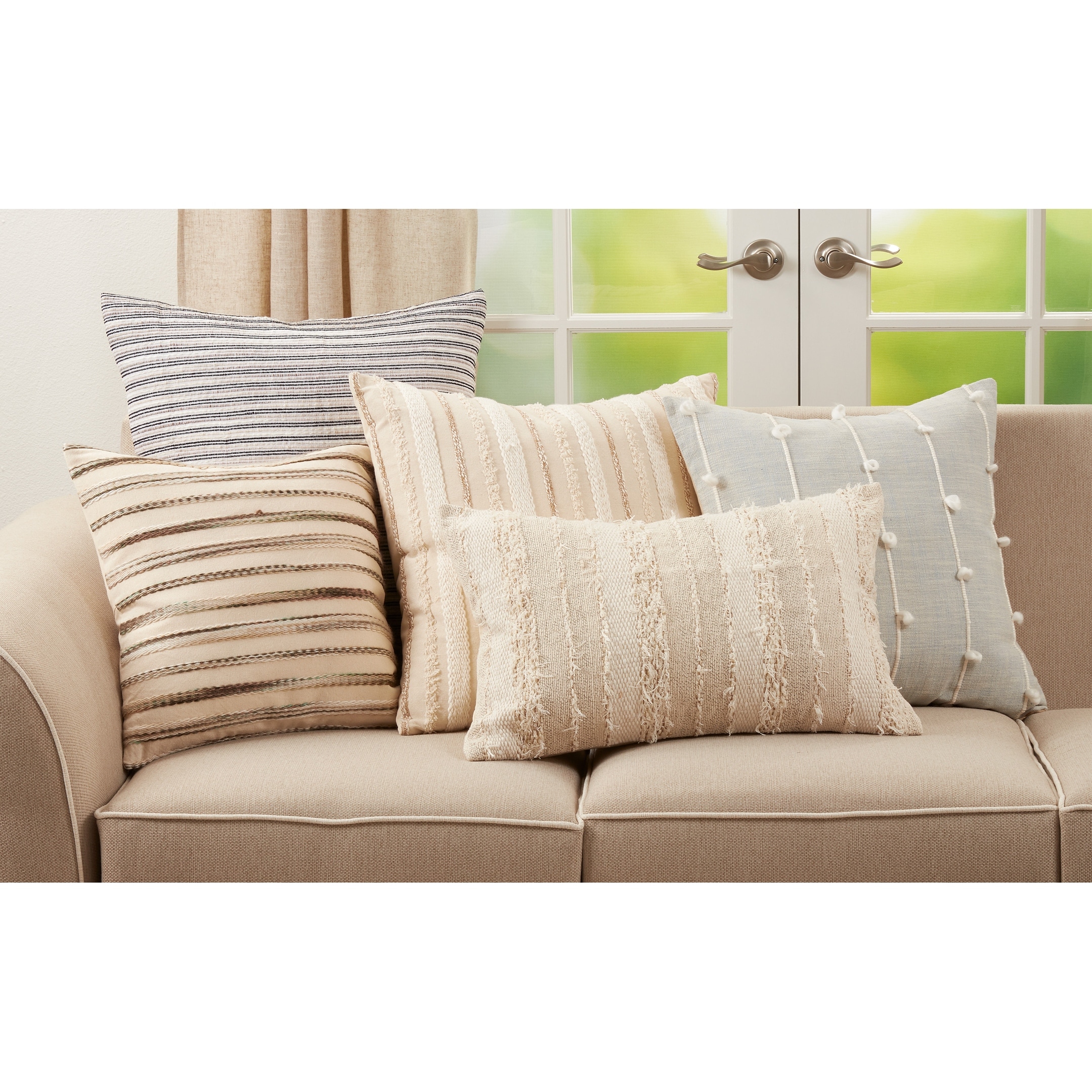 Throw Pillow With Woven Stripe Design