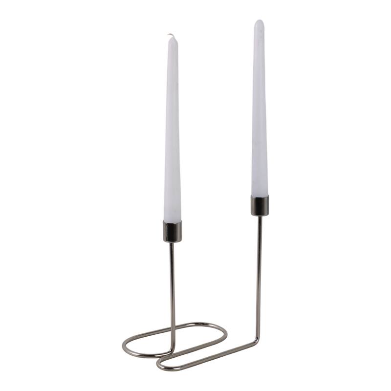 Modern Metal Taper Holder Open-Frame Design and Dual Candle Support
