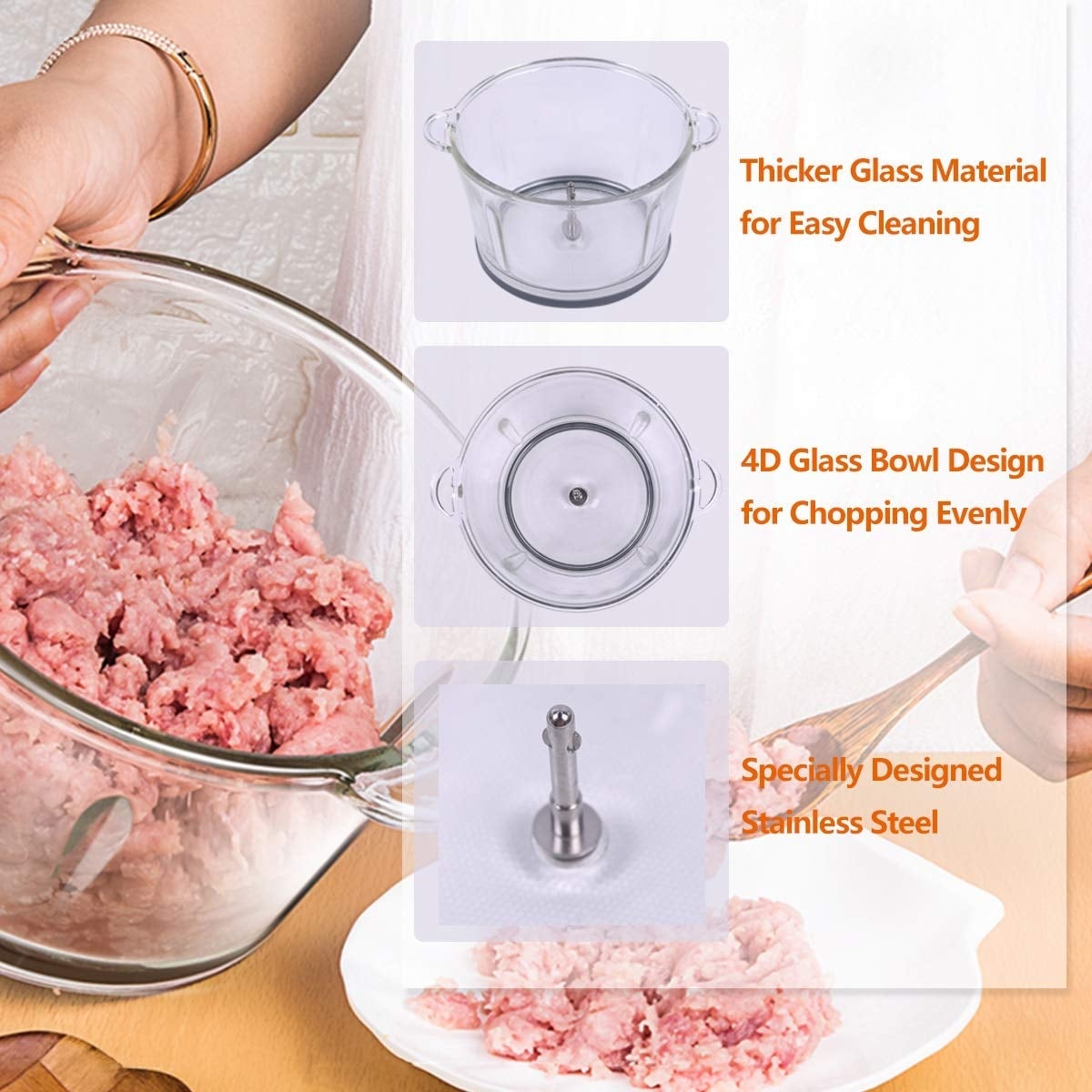 Electric Food Chopper, 8-Cup Food Processor by Homeleader, 2L BPA-Free  Glass Bowl Blender Grinder - Bed Bath & Beyond - 30677649