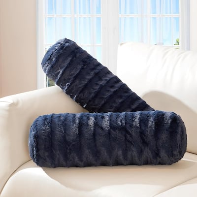 Cheer Collection 8" x 24" Set of 2 Decorative Roll Bolster Pillows