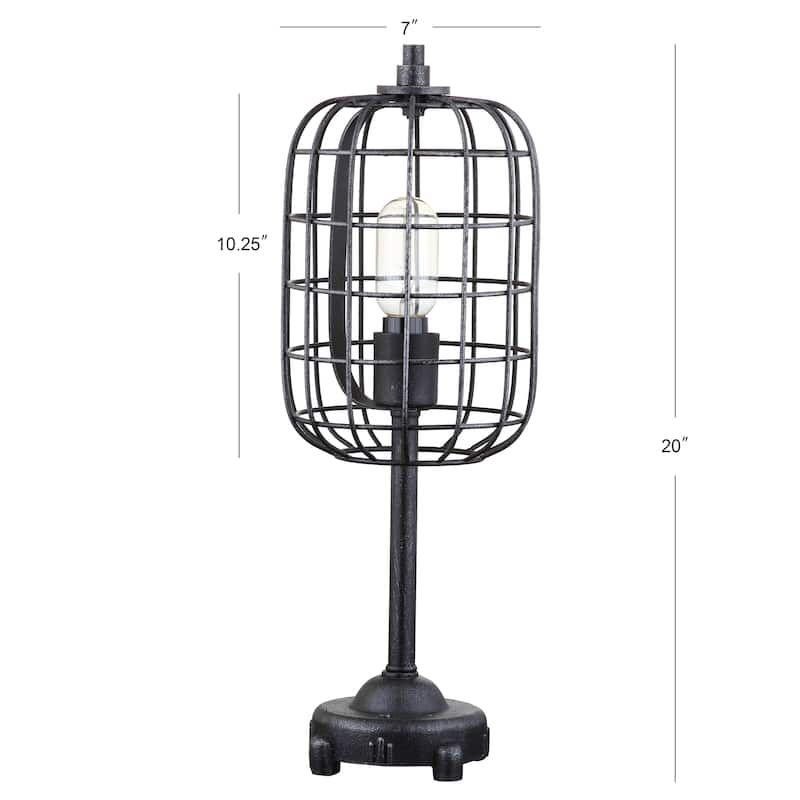 Odette 20" Industrial Metal Table Lamp, Black/Silver by JONATHAN Y
