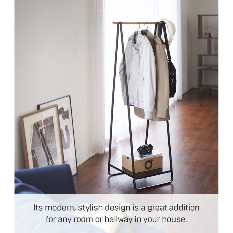 Yamazaki Home Coat Rack with Shelf, Steel, Holds 24.2 lbs - L 18.5 x W 20.47 x H 55.12 inches