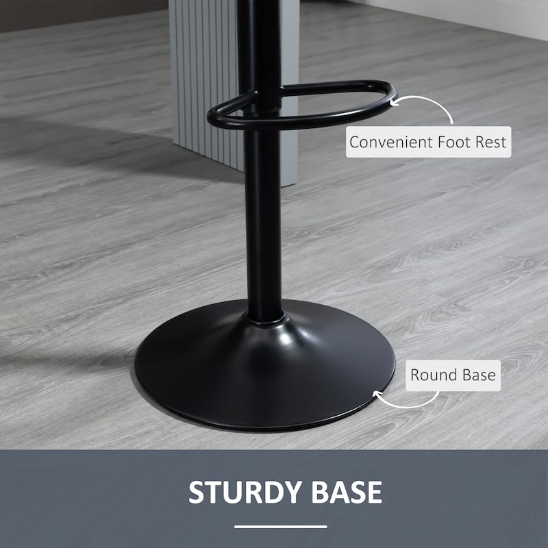 Set of 2 Height Adjustable Velvet Swivel Bar Stools with Steel Frame and Thick Foam Seats for Kitchen