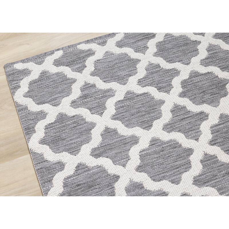 Grey White Classic Outdoor Area Rug
