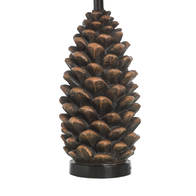 Roanoke - Rustic Table Lamp - Acorn-Form Body - Roanoke Brown Finish - Heathered Oatmeal Shade