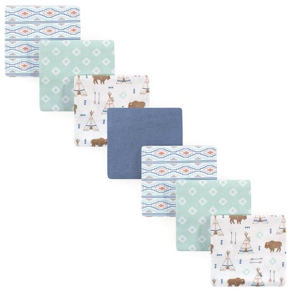 slide 1 of 1, Hudson Baby Infant Boy Cotton Flannel Receiving Blankets Bundle, Blue Woodland, One Size - Teepee - One Size One Size - Teepee