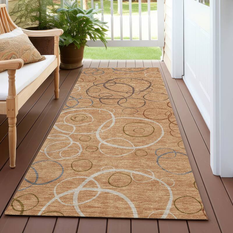Machine Washable Indoor/ Outdoor Contemporary Nexus Chantille Rug - Copper - 2'3" x 7'6"