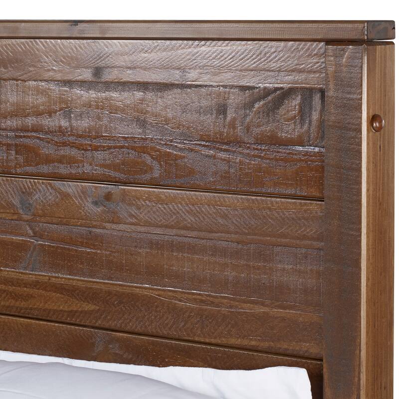 Boho Platform Bed - Rustic Wood Bed Frame, Queen Size, No Box Spring Needed, Easy Assembly, Solid Wood Mattress Support