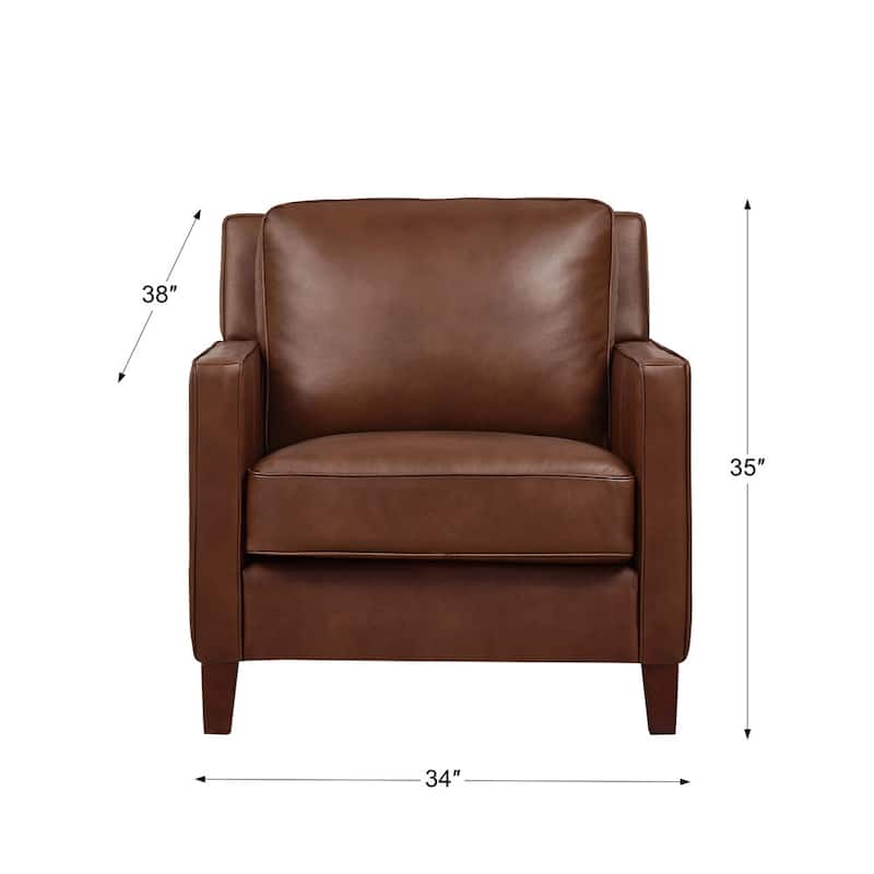 Hydeline Ashby Top Grain Leather Chair With Feather, Memory Foam and Springs