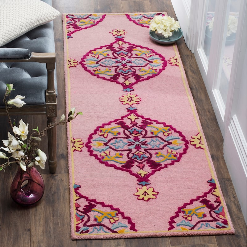 SAFAVIEH Handmade Bellagio Junie Medallion Wool Rug - 2'3" x 7' Runner - Pink/Multi - Runner