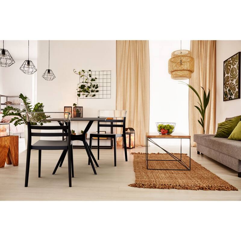 31.5" Black Square Laminated Top Outdoor Patio Dining Table