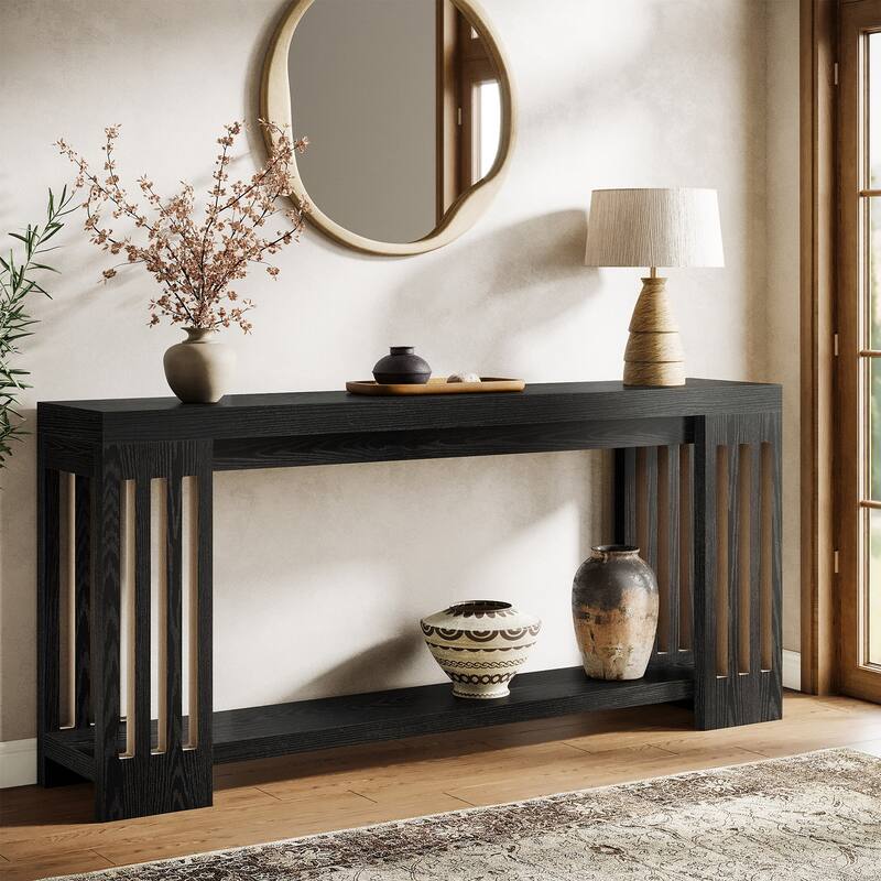 70.9-Inch Console Table, 2-Tier Sofa Table, Long Entryway Table for Living Room, Hallway, Entrance, Foyer - Bown