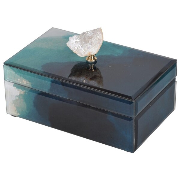 8.25" Green and Black Contemporary Style Marbled Finish Box - N/A