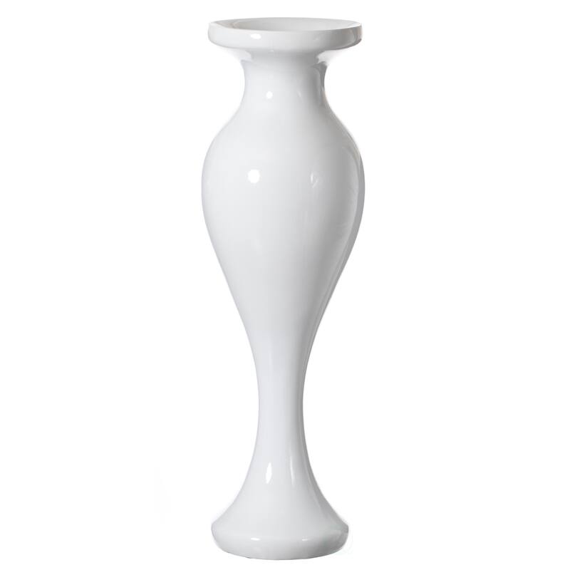 Decorative Large White Trumpet Design Modern Flower 32-Inch-Tall Floor Vase Centerpiece - Contemporary Home Decor Accent