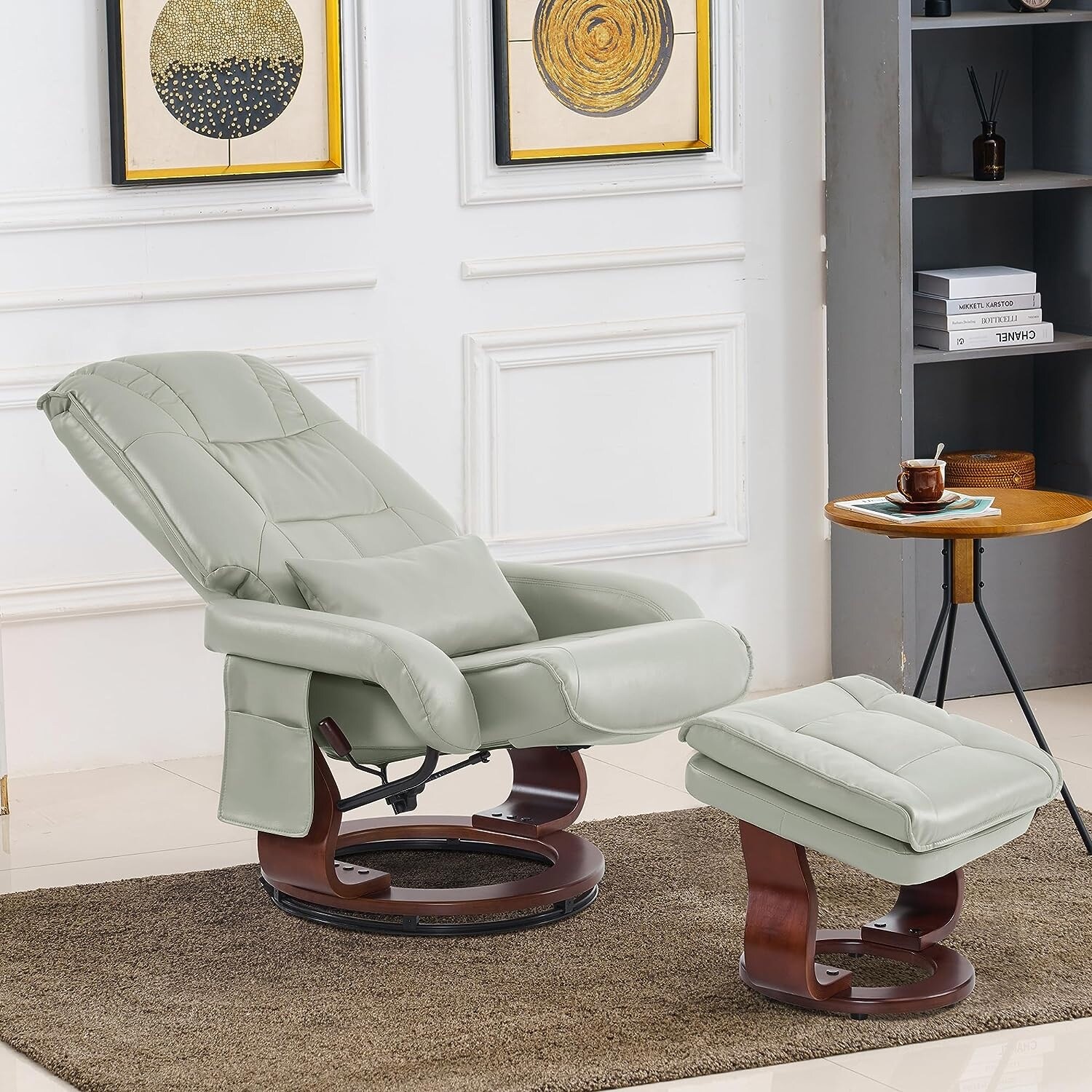 Benchmaster faux leather new arrivals ottoman and swiveling recliner