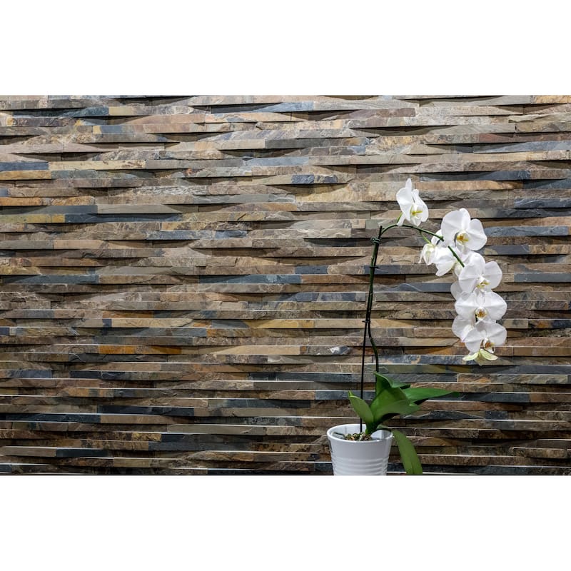 Slate Split Face 2 in. x 12 in. Rustic Golden Slate Wall Tile