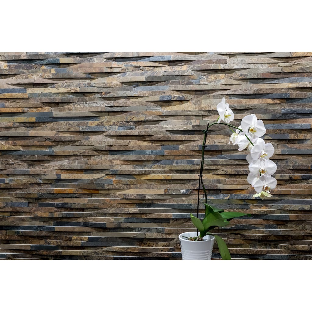 Slate Split Face 2 in. x 12 in. Rustic Golden Slate Wall Tile