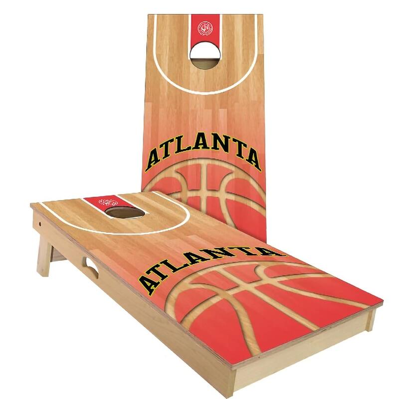 Atlanta Basketball Outdoor Cornhole Board Set - Backyard 2x4 - NO Accessories