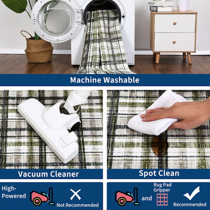 Garvee Timeless Check Washable Area Rug