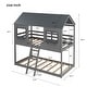 preview thumbnail 10 of 11, Twin Over Twin Bunk Bed Wood Bed with Roof and Window