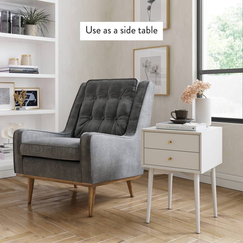 Nathan James Harper 2-Drawer Mid-Century Side Table