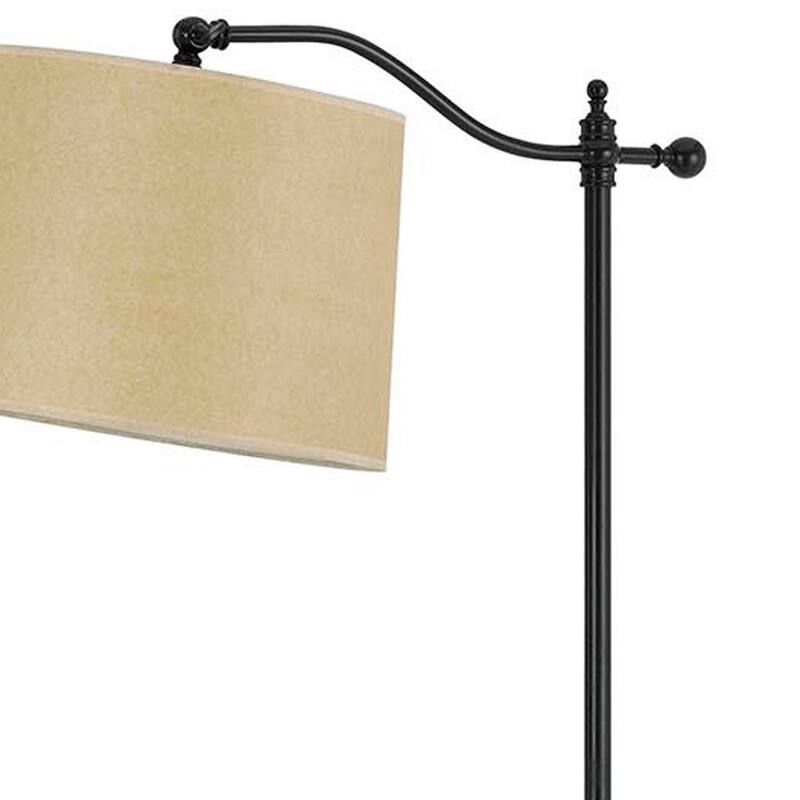 HomeRoots 63" Bronze Metal Adjustable Floor Lamp With Tan Paper Square Shade - 28