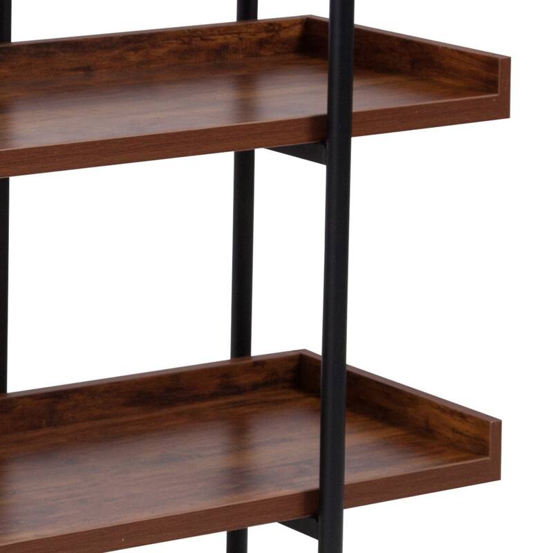 3 Shelf 35"H Display Unit with Metal Frame in Rustic Wood Grain Finish