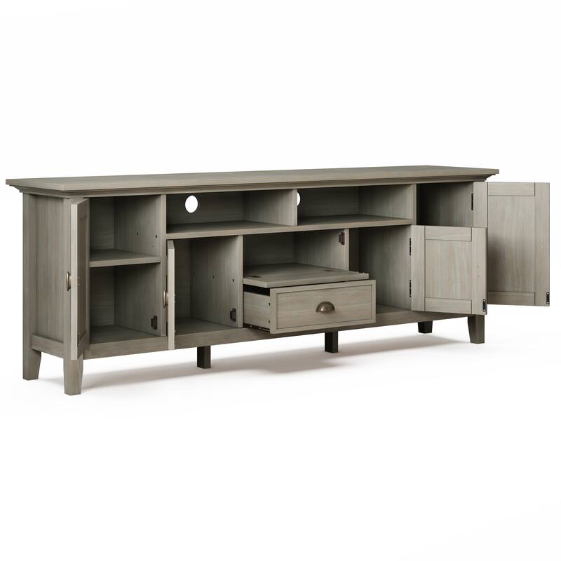 WYNDENHALL Mansfield SOLID WOOD 72 inch Wide Transitional TV Media Stand For TVs up to 80 inches - 72'' W x 16.5'' D x 26'' H