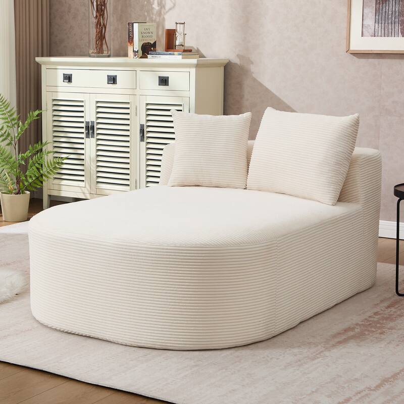 67.5''Chaise Lounge Chair 46'' Wide Seat Indoor Corduroy Oversized Sleeper Sofa - Beige