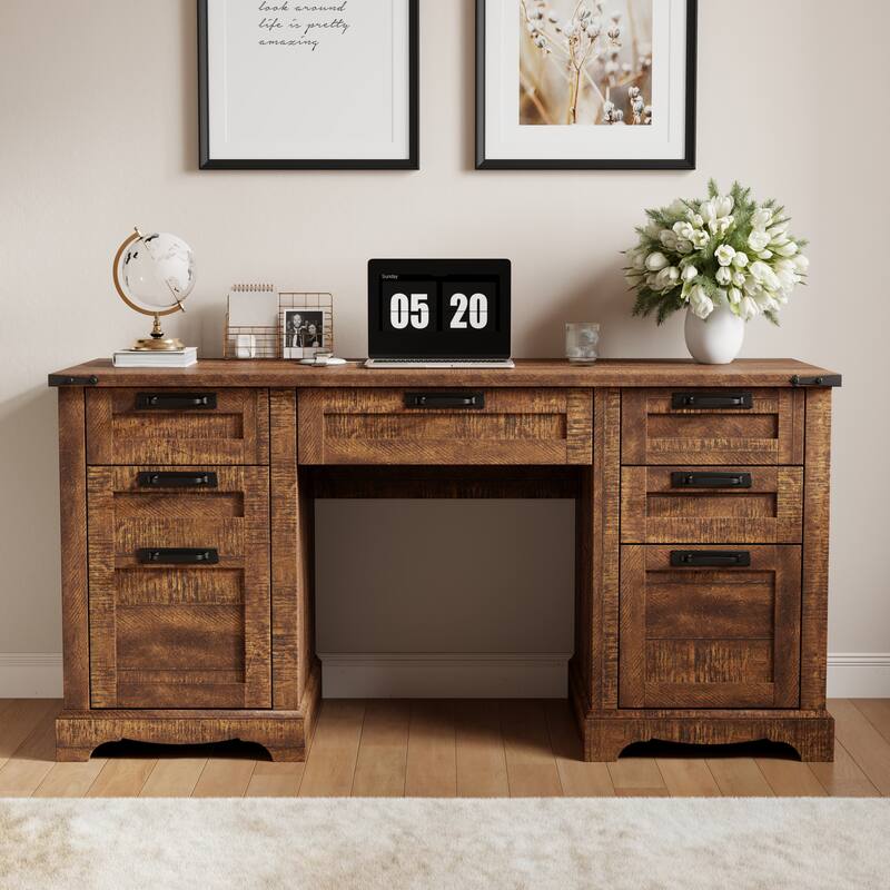 Farmhouse Executive Desks, Wood Computer Writing Desk for home office - Reclaimed Barnwood