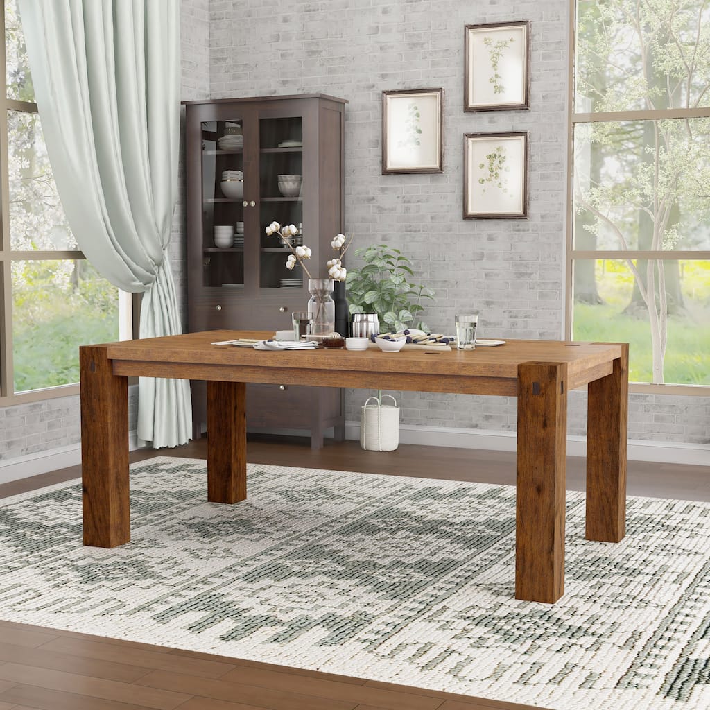 Furniture of America Maiz Rustic Oak 72-inch Solid Wood Dining Table