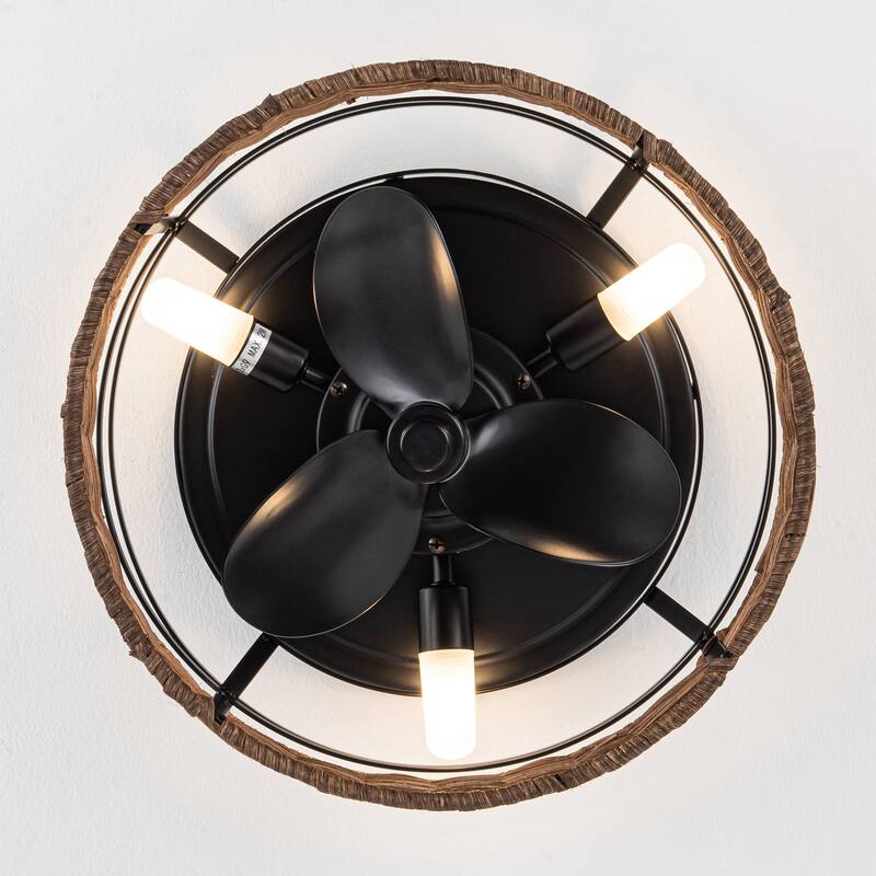 13" 3-Light 3-Blade Rustic Farmhouse Ceiling Fan with Light