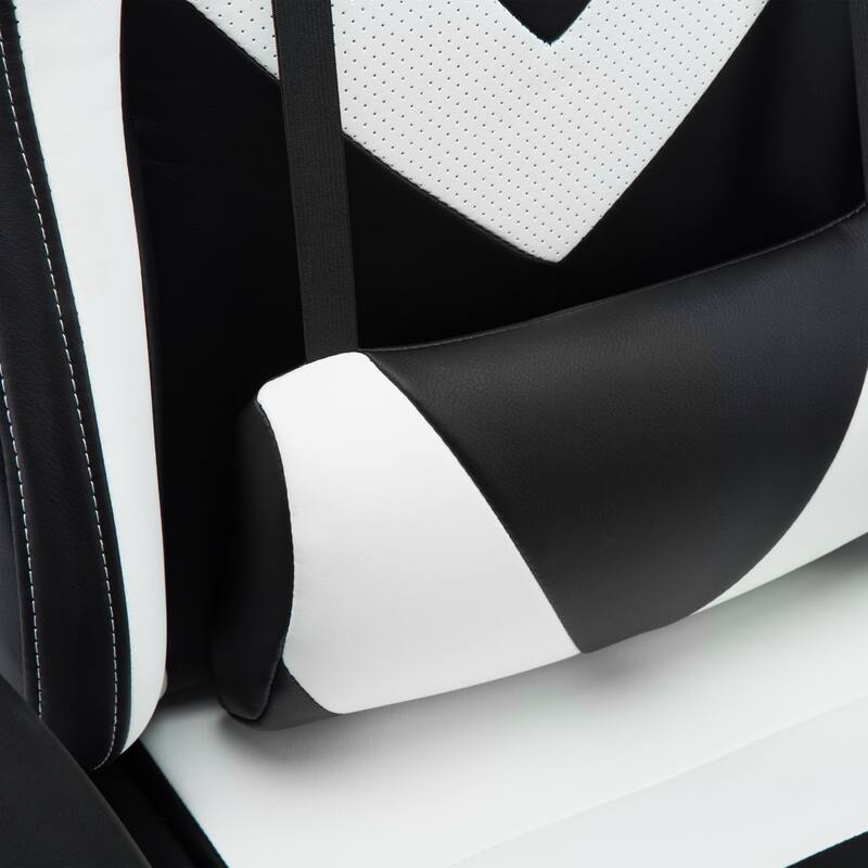 White Sport Office-PC Gaming Chair with 150° Recline, Adjustable Height & 2D Armrests, PU Leather, 250 lbs Capacity