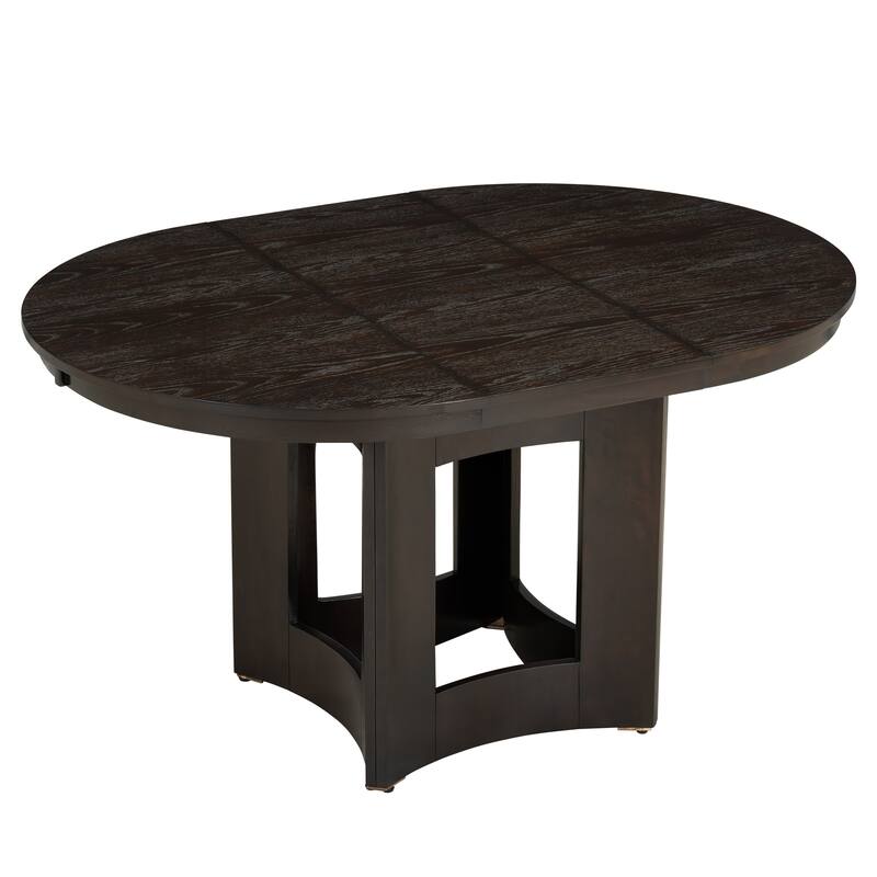 Roomfitters Extendable Oval Dining Table, Modern Wood Kitchen Table with Sculptural Pedestal Base, Seats 4-6