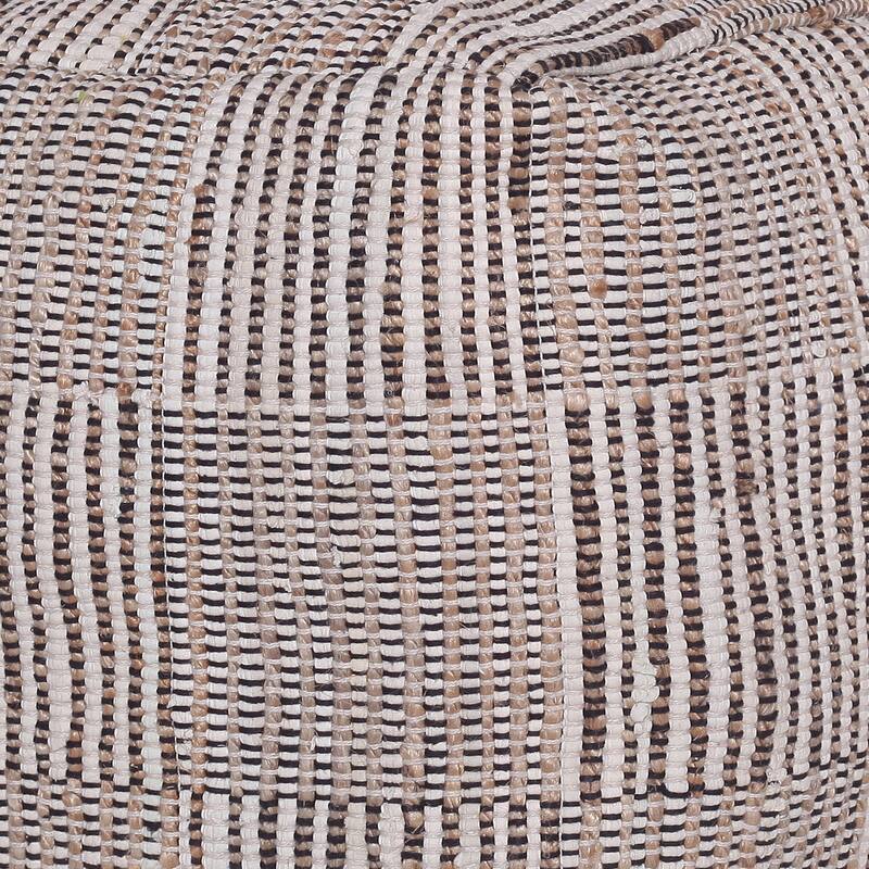 Sevita Natural/Cream Geometric Cotton/Jute Cube Pouf