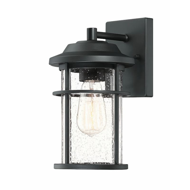 1 Light Black Coastal Barn Dome Outdoor Wall Lantern Clear Glass